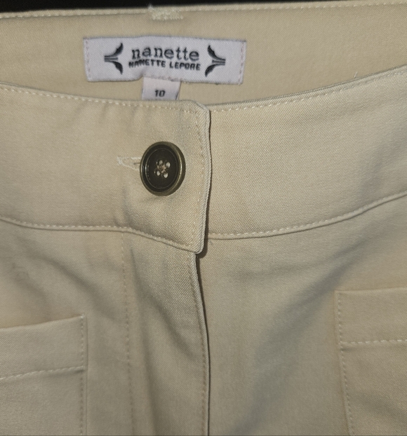 Nanette Lepore Pants - Nanette Lepore Cream Trousers with Button Accent